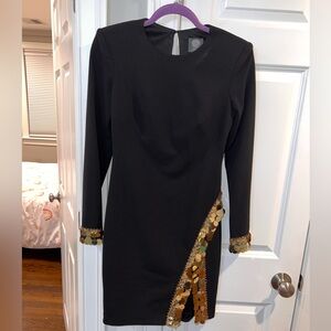 Vince Camuto Black Dress with Gold Sequin Details